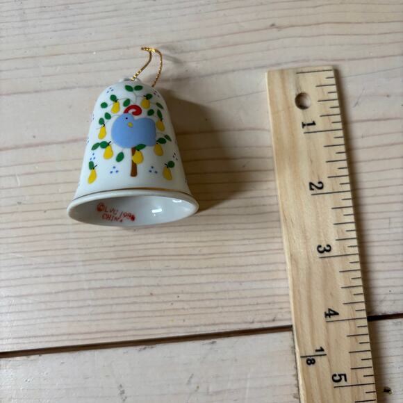 Lillian Vernon LVC Vintage 1988 Porcelain Christmas Bell Ornament Partridge Pear - Picture 7 of 7